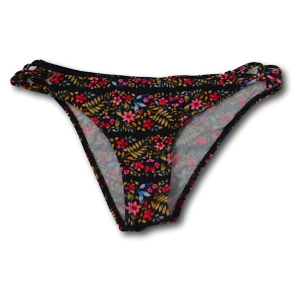 EIDON Womens Black Floral Bikini Bottom Swimsuit - NEW - Picture 1 of 2